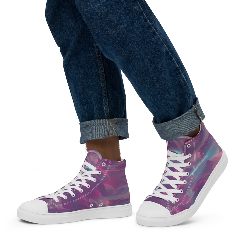 Dreamscape Swirl on Men's High Top Canvas Shoes — Left