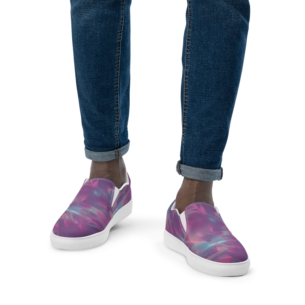 Dreamscape Swirl on Men's Slip-On Canvas Shoes — Front