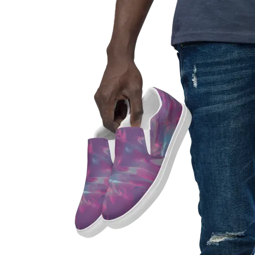 Dreamscape Swirl on a Men's Slip-On Canvas Shoes