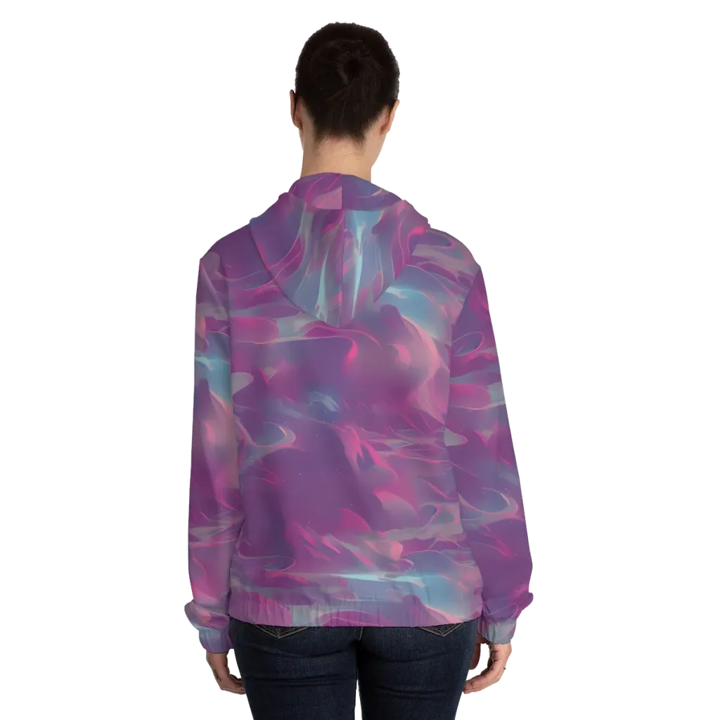 Dreamscape Swirl on Women's Full-Zip Hoodie — Back On Person