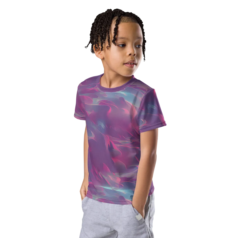 Dreamscape Swirl on Kids Crew Neck T-Shirt — Left Front
