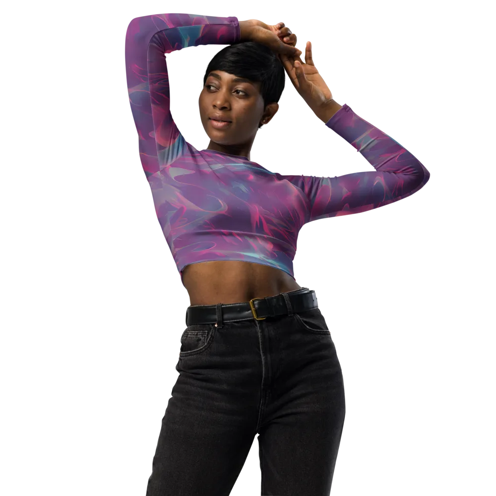 Dreamscape Swirl on Long Sleeve Crop Top — Front