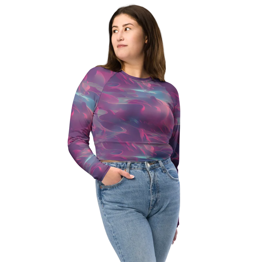 Dreamscape Swirl on Long Sleeve Crop Top — Front