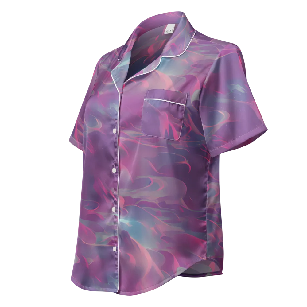 Dreamscape Swirl on Women's Short Sleeve Pajama Top — Left Front