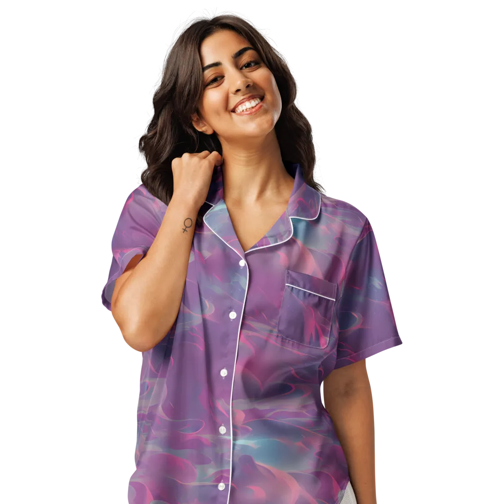 Dreamscape Swirl on Women's Short Sleeve Pajama Top — Front
