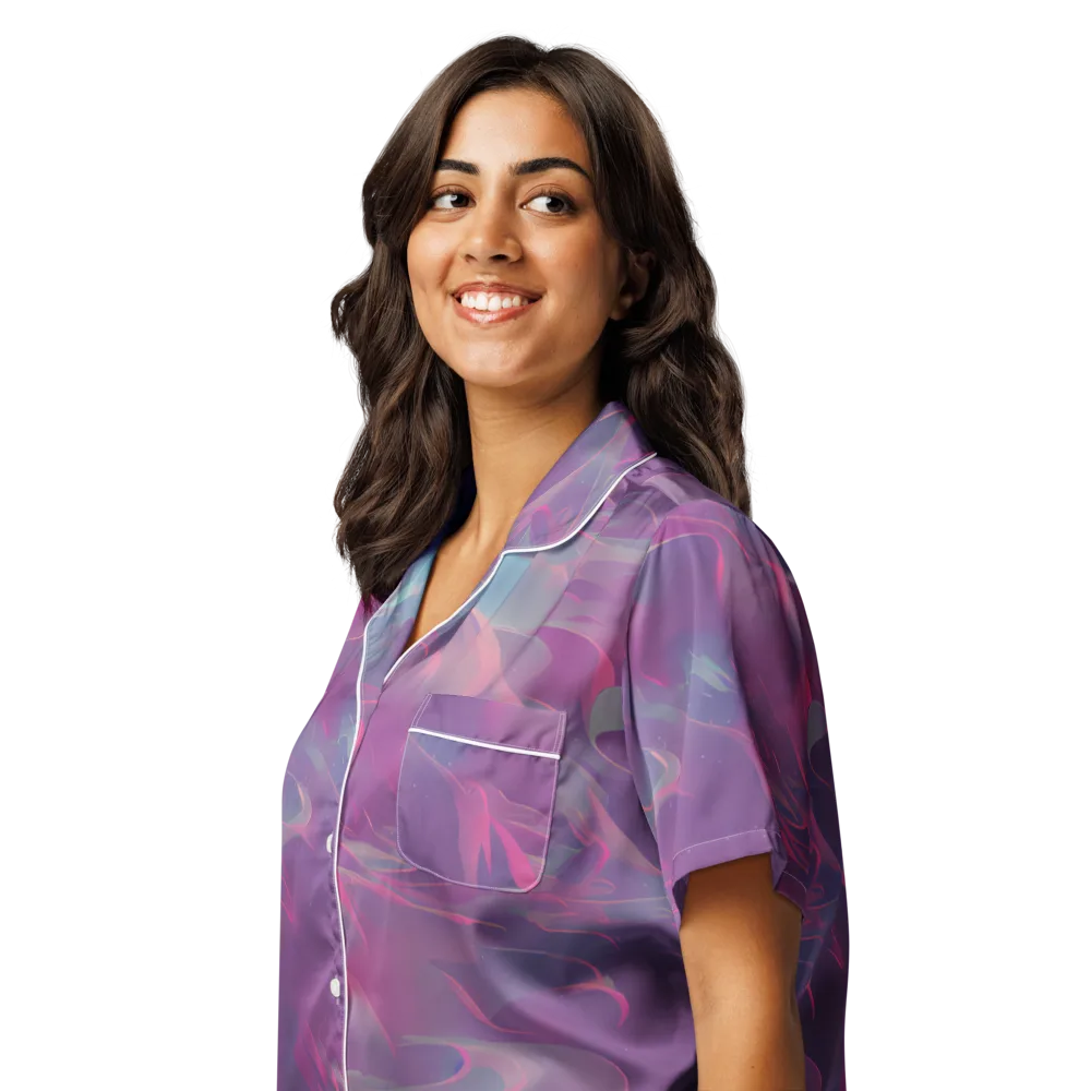 Dreamscape Swirl on Women's Short Sleeve Pajama Top — Left Front