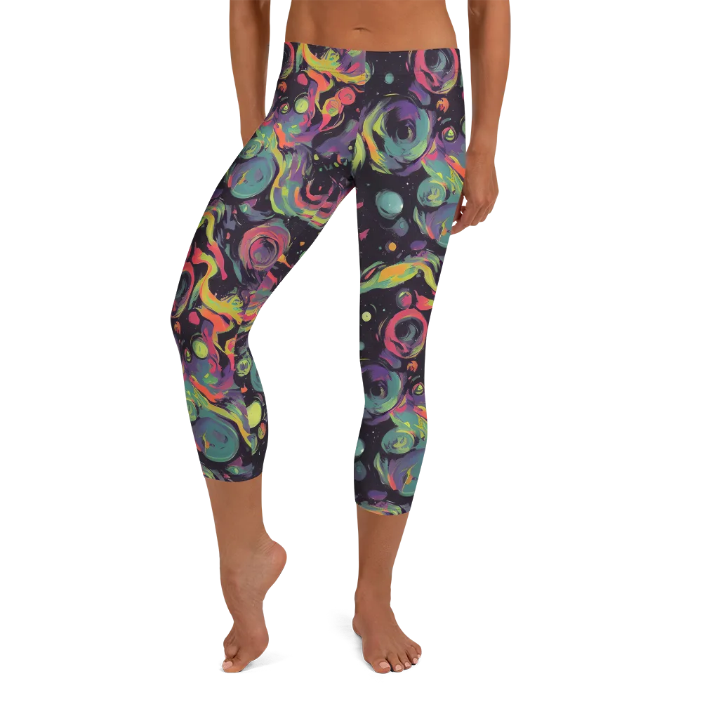 Psychedelic Drift on Capri Leggings — Front