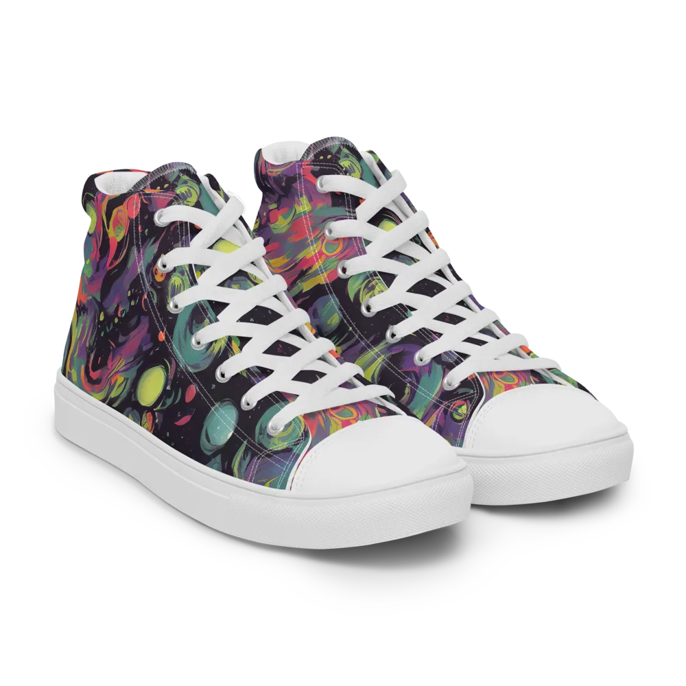 Psychedelic Drift on Men's High Top Canvas Shoes — Right Front