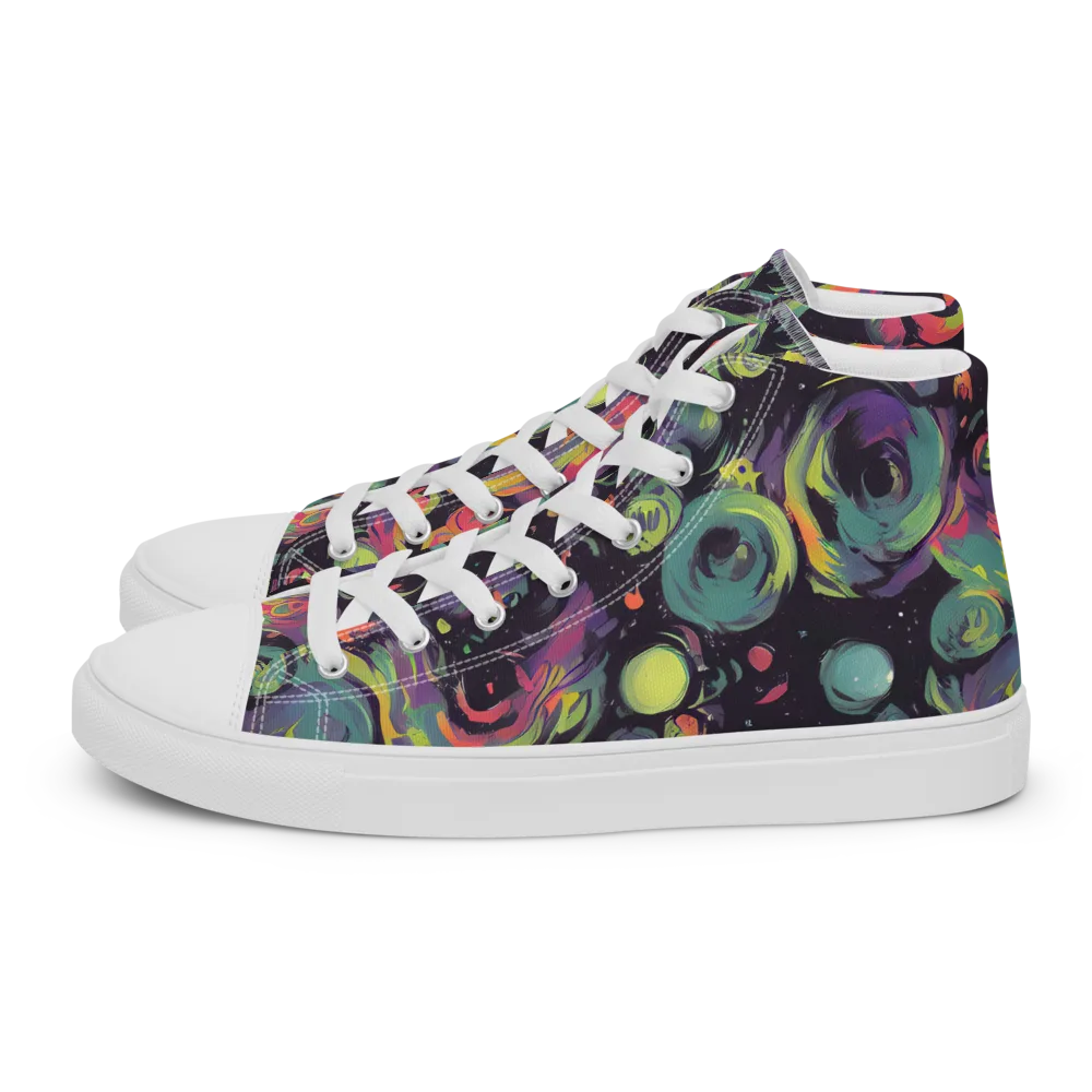 Psychedelic Drift on Men's High Top Canvas Shoes — Left