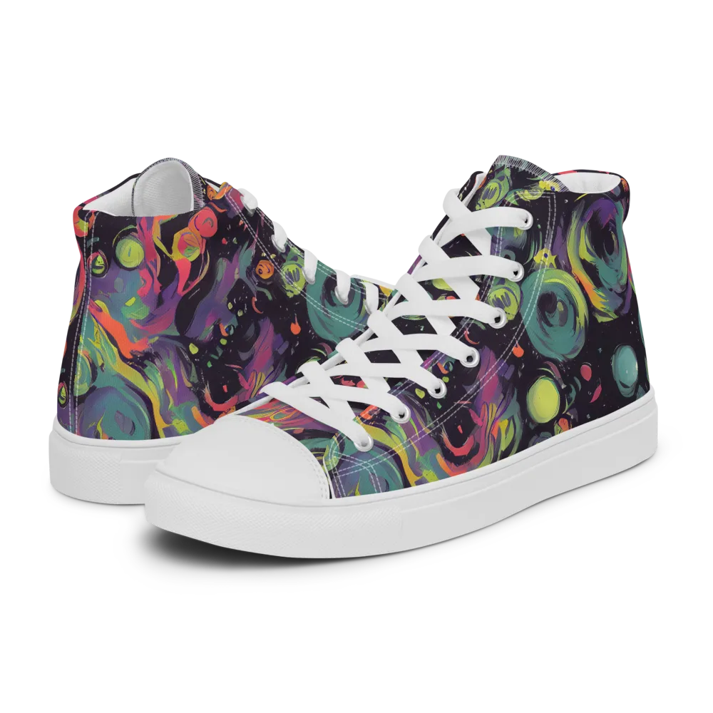 Psychedelic Drift on Men's High Top Canvas Shoes — Left