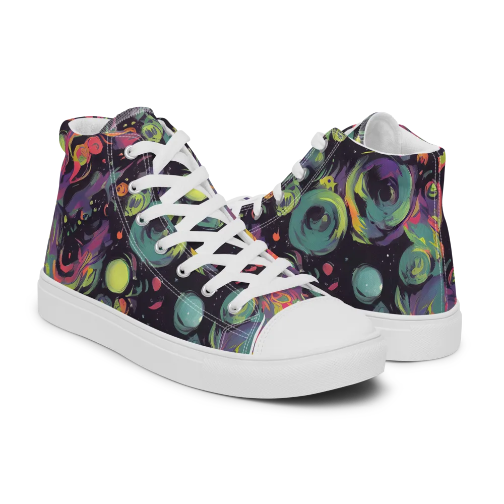 Psychedelic Drift on Men's High Top Canvas Shoes — Right