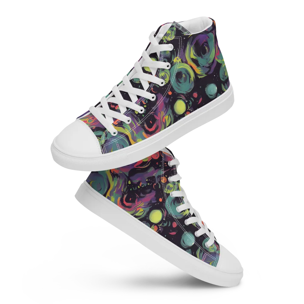 Psychedelic Drift on Men's High Top Canvas Shoes — Front