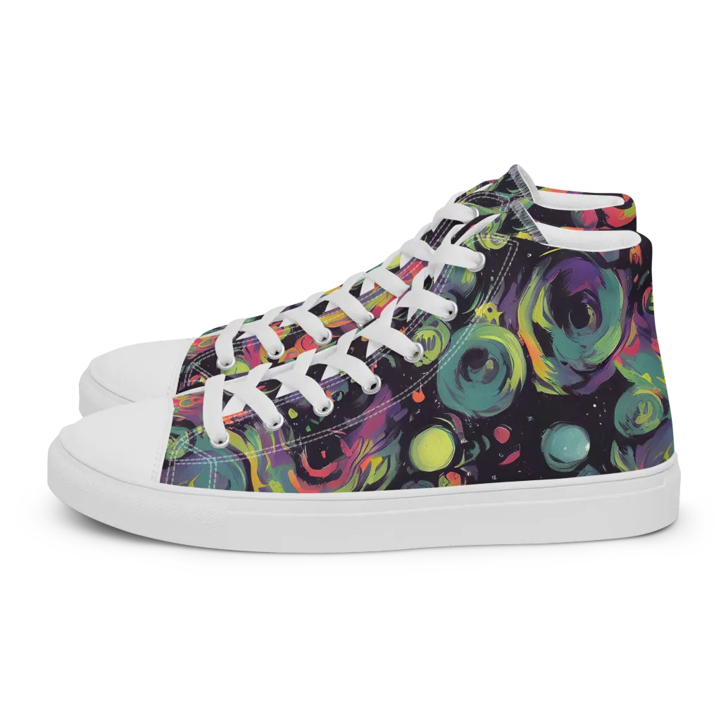 Psychedelic Drift on Women's High Top Canvas Shoes — Left