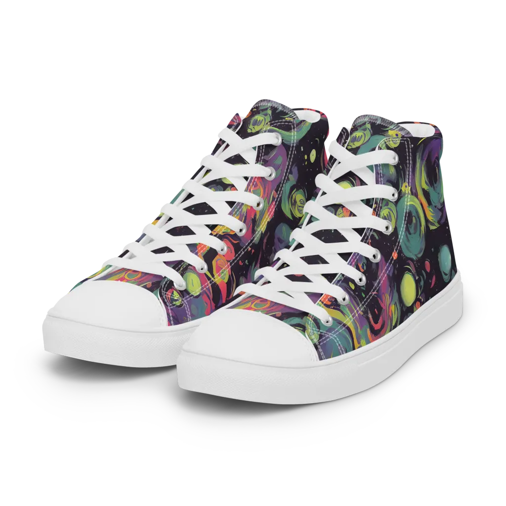 Psychedelic Drift on Women's High Top Canvas Shoes — Left Front