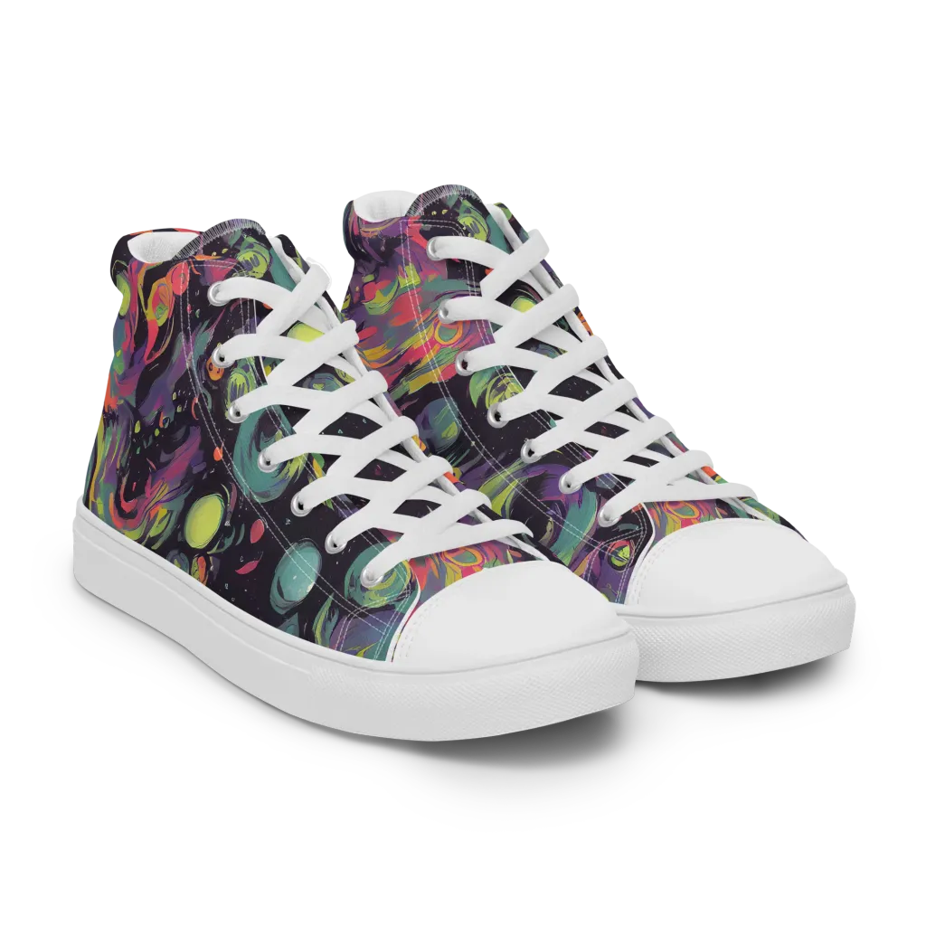 Psychedelic Drift on Women's High Top Canvas Shoes — Right Front