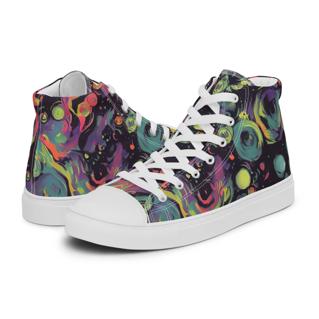 Psychedelic Drift on Women's High Top Canvas Shoes — Left