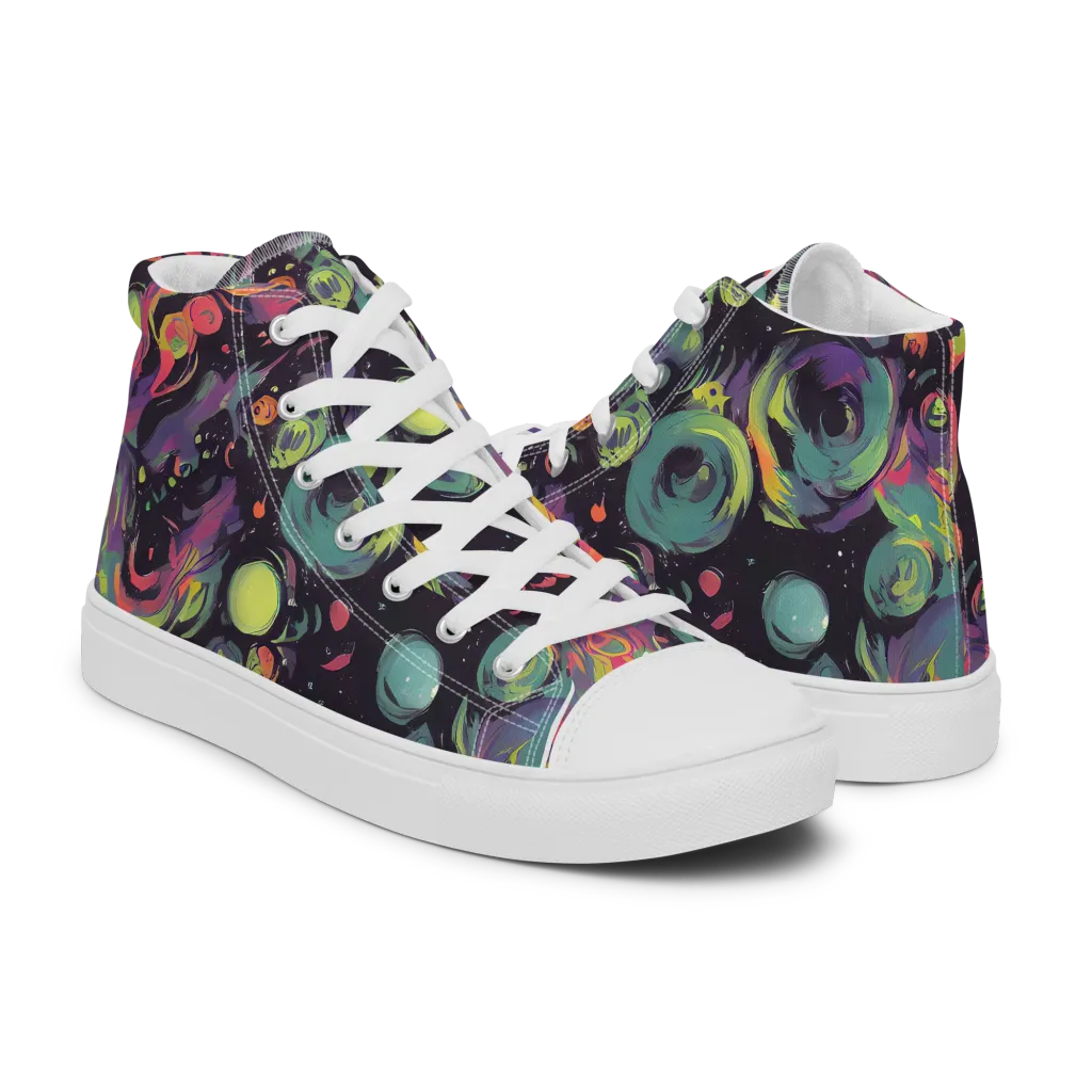 Psychedelic Drift on Women's High Top Canvas Shoes — Right