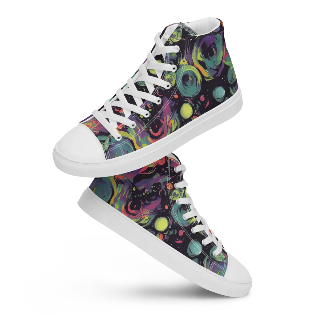 Psychedelic Drift on Women's High Top Canvas Shoes — Front