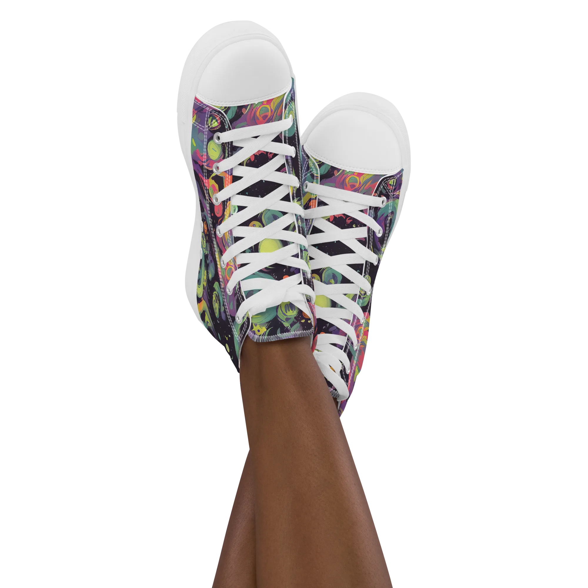 Psychedelic Drift on Women's High Top Canvas Shoes — Front