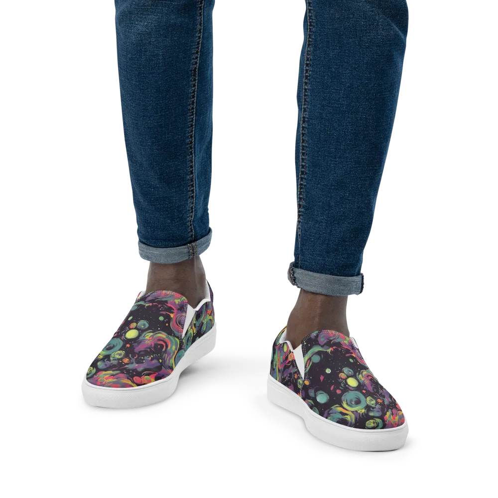 Psychedelic Drift on Men's Slip-On Canvas Shoes — Front