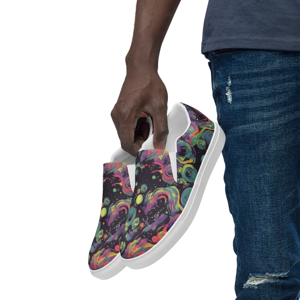 Psychedelic Drift on Men's Slip-On Canvas Shoes — Left Front
