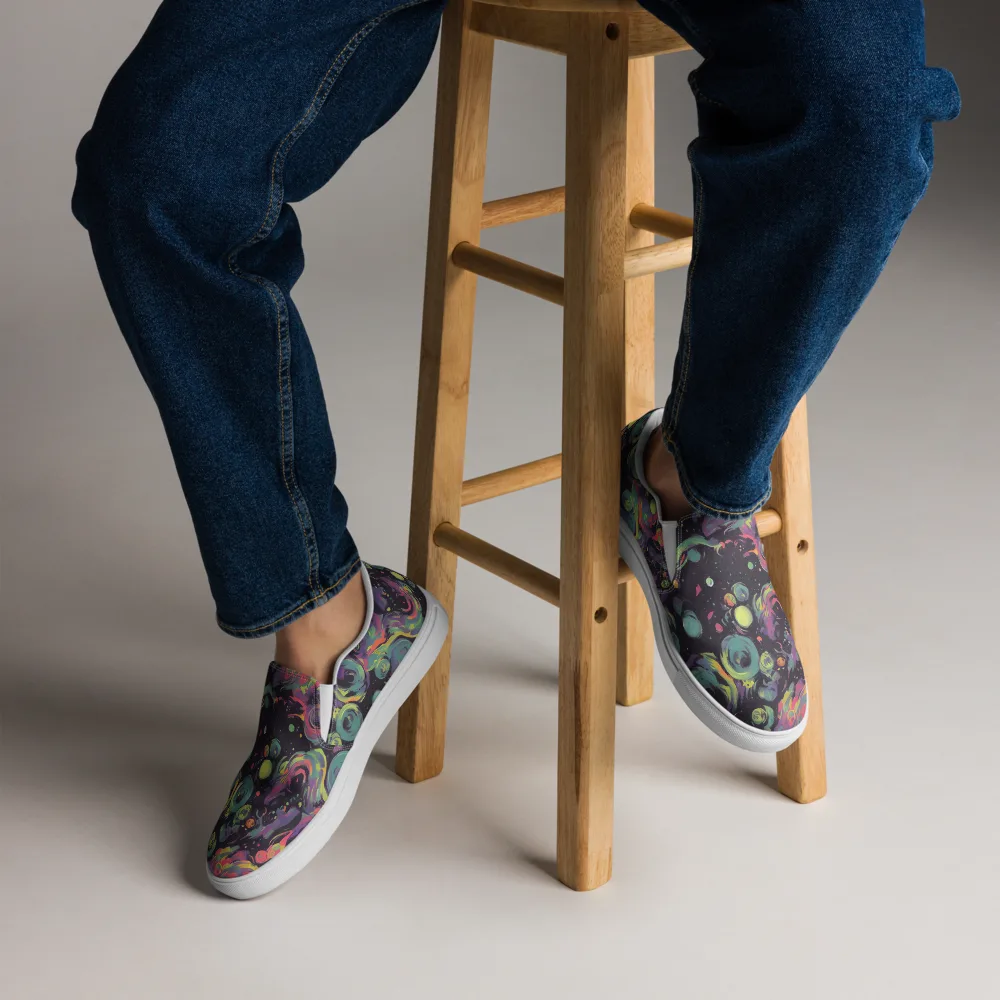 Psychedelic Drift on Men's Slip-On Canvas Shoes — Front