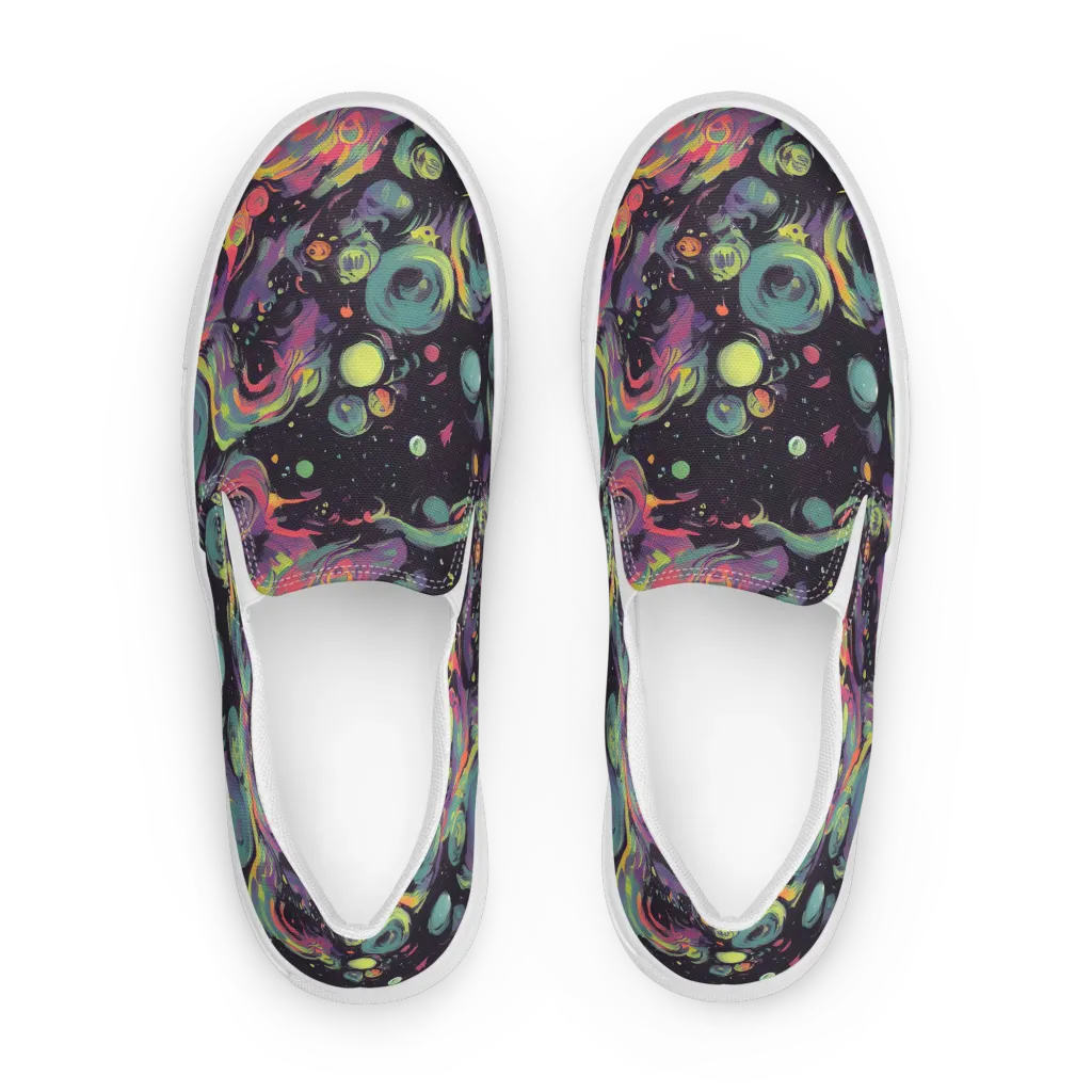 Psychedelic Drift on Women's Slip-On Canvas Shoes — Front