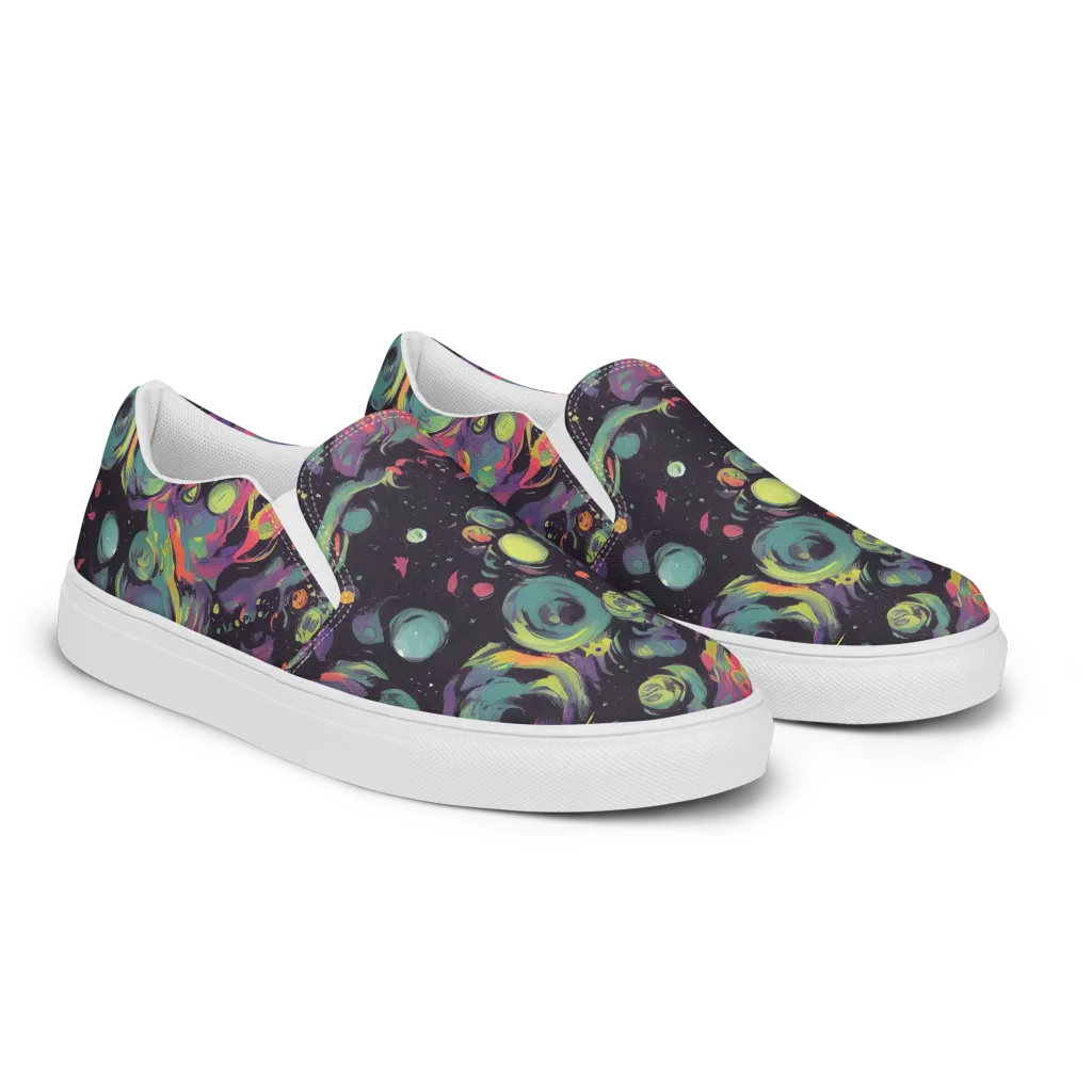 Psychedelic Drift on Women's Slip-On Canvas Shoes — Right Front