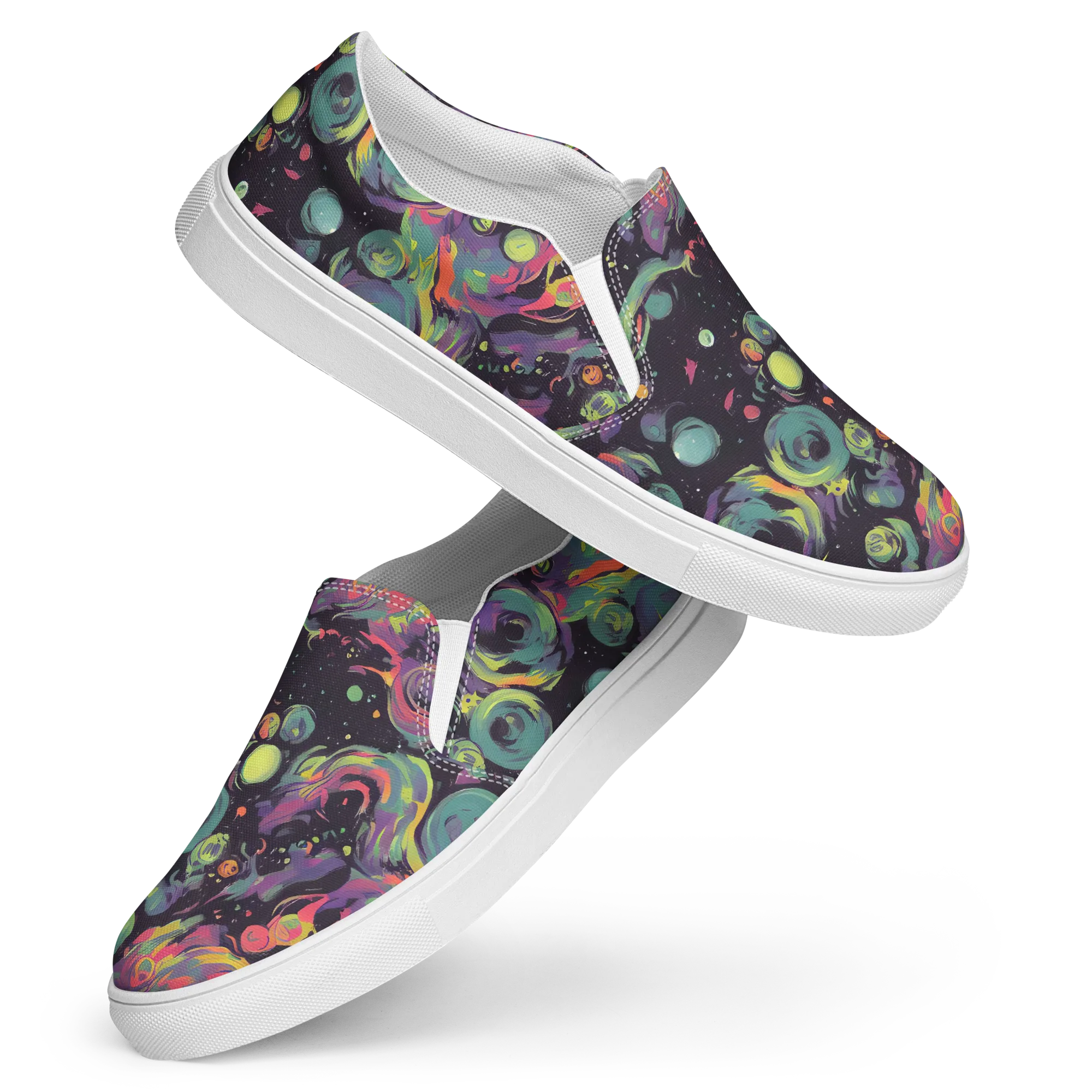 Psychedelic Drift on Women's Slip-On Canvas Shoes — Front