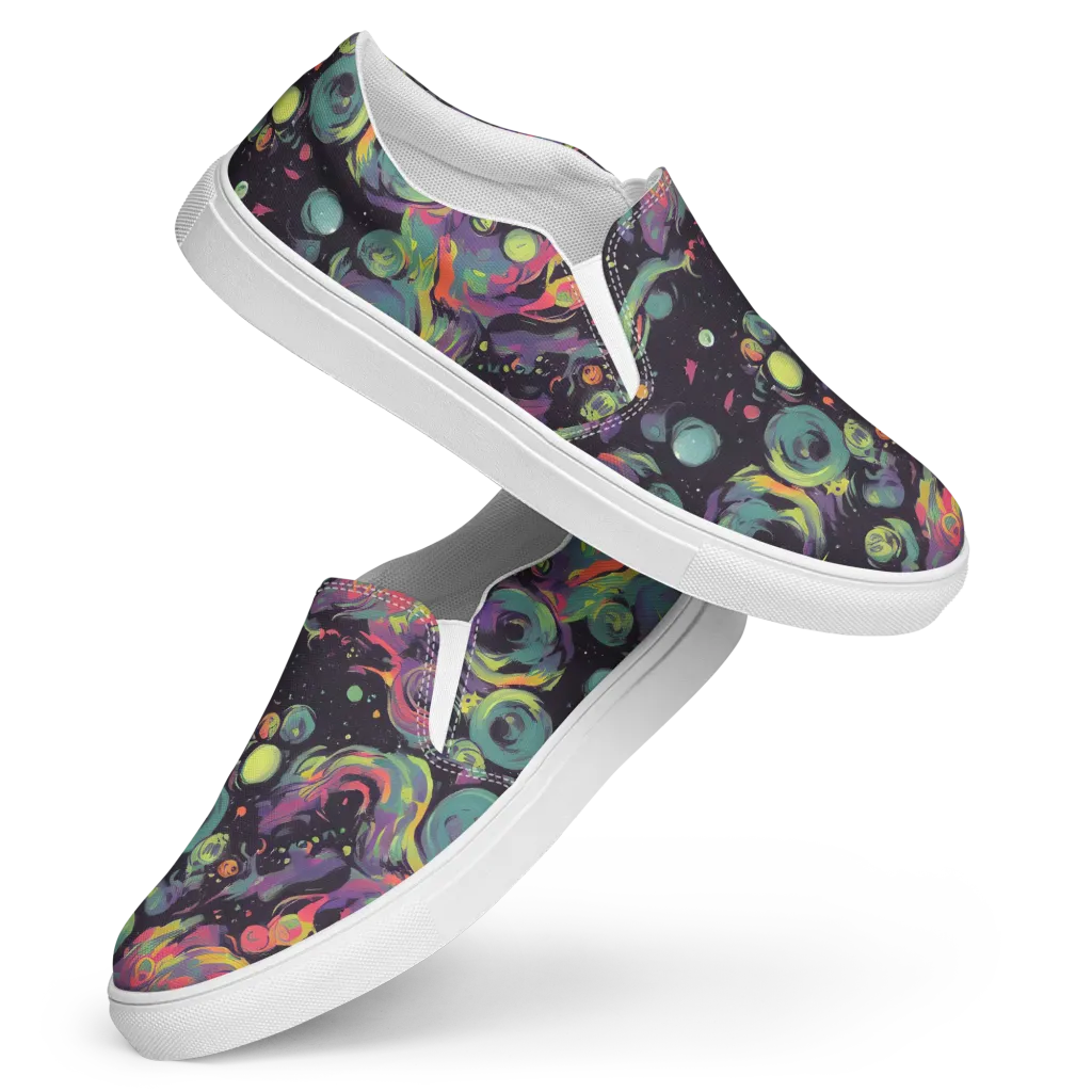 Psychedelic Drift on Women's Slip-On Canvas Shoes — Front