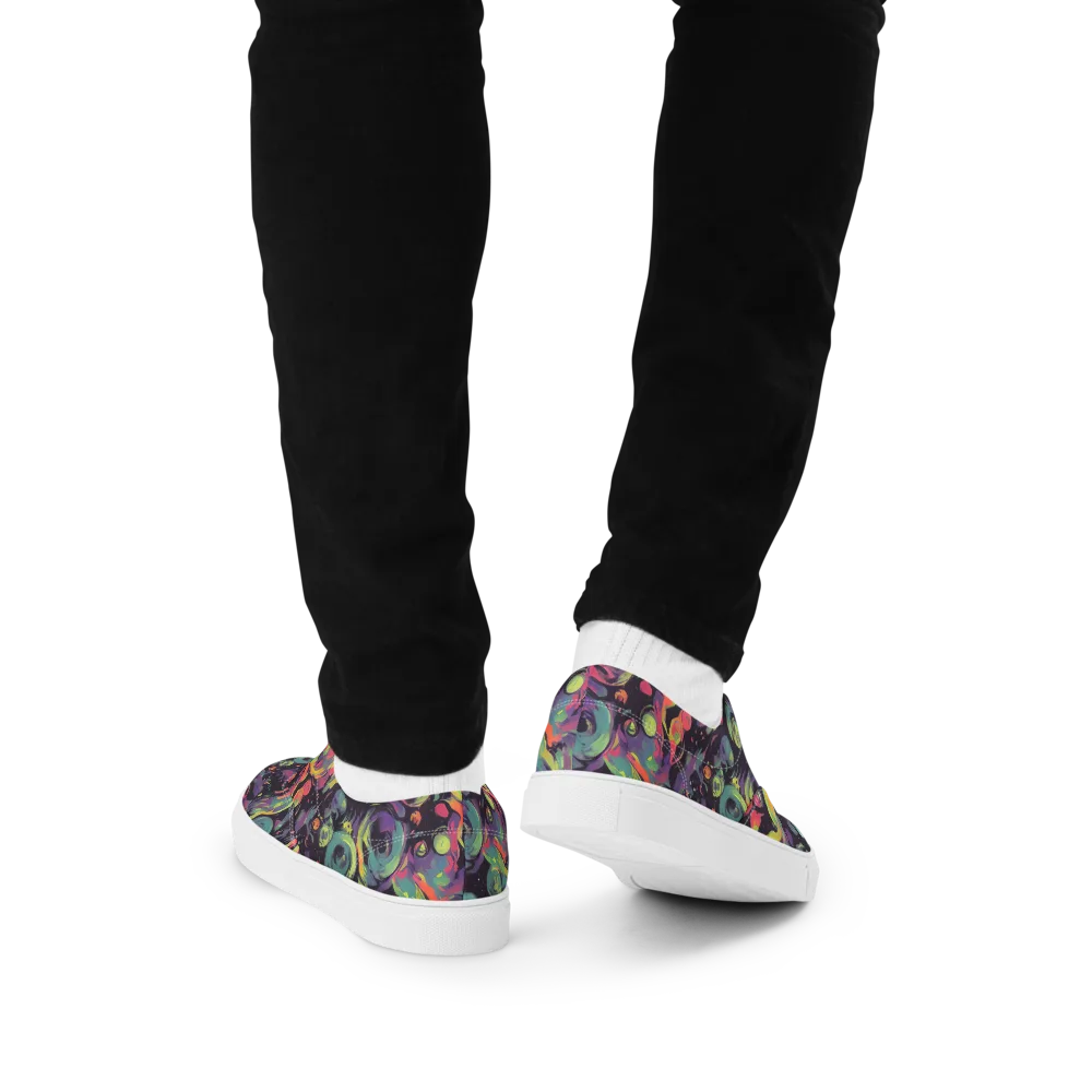 Psychedelic Drift on Men's Lace-Up Canvas Shoes — Back