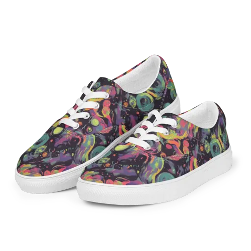 Psychedelic Drift on a Men's Lace-Up Canvas Shoes