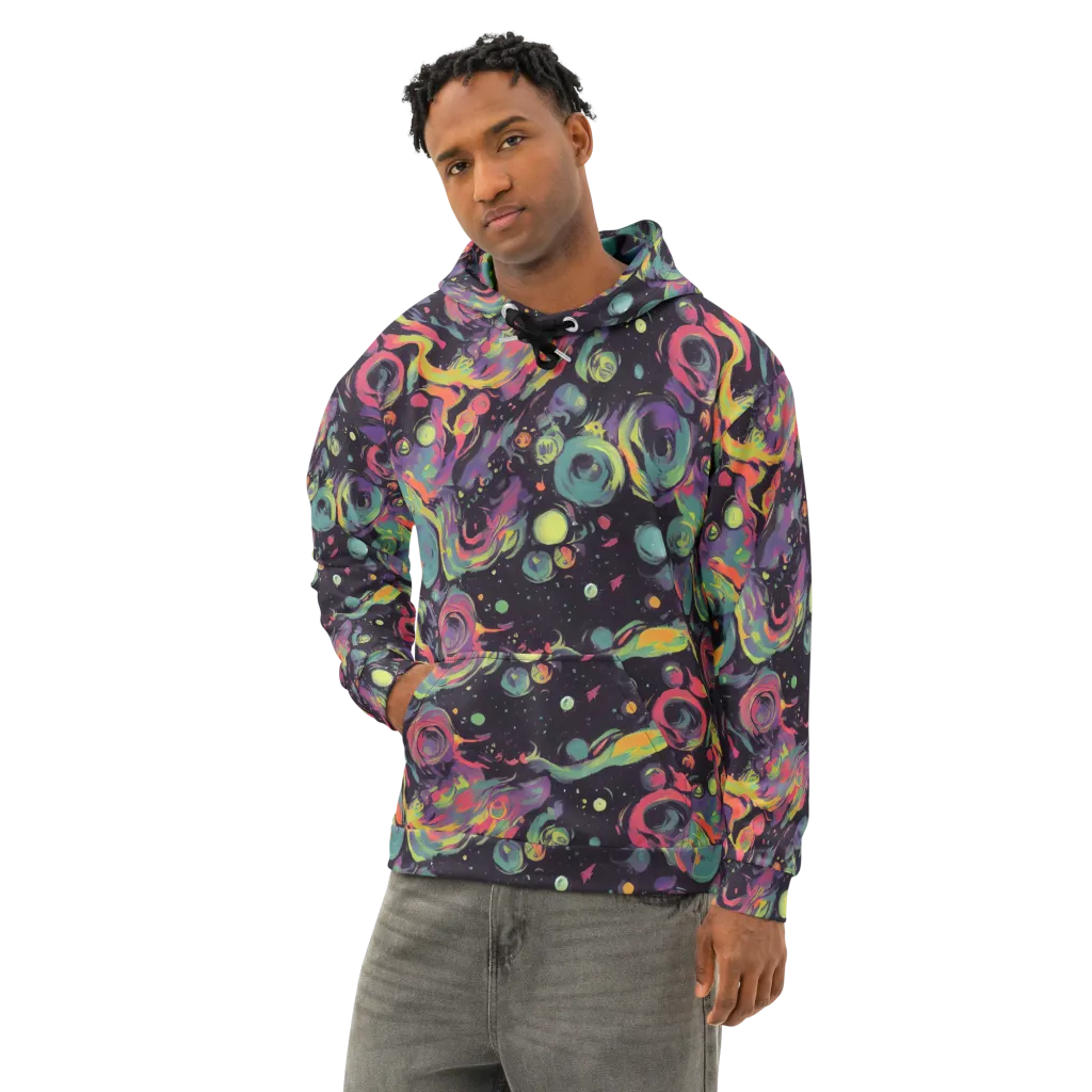 Psychedelic Drift on Cotton Hoodie — Left Front