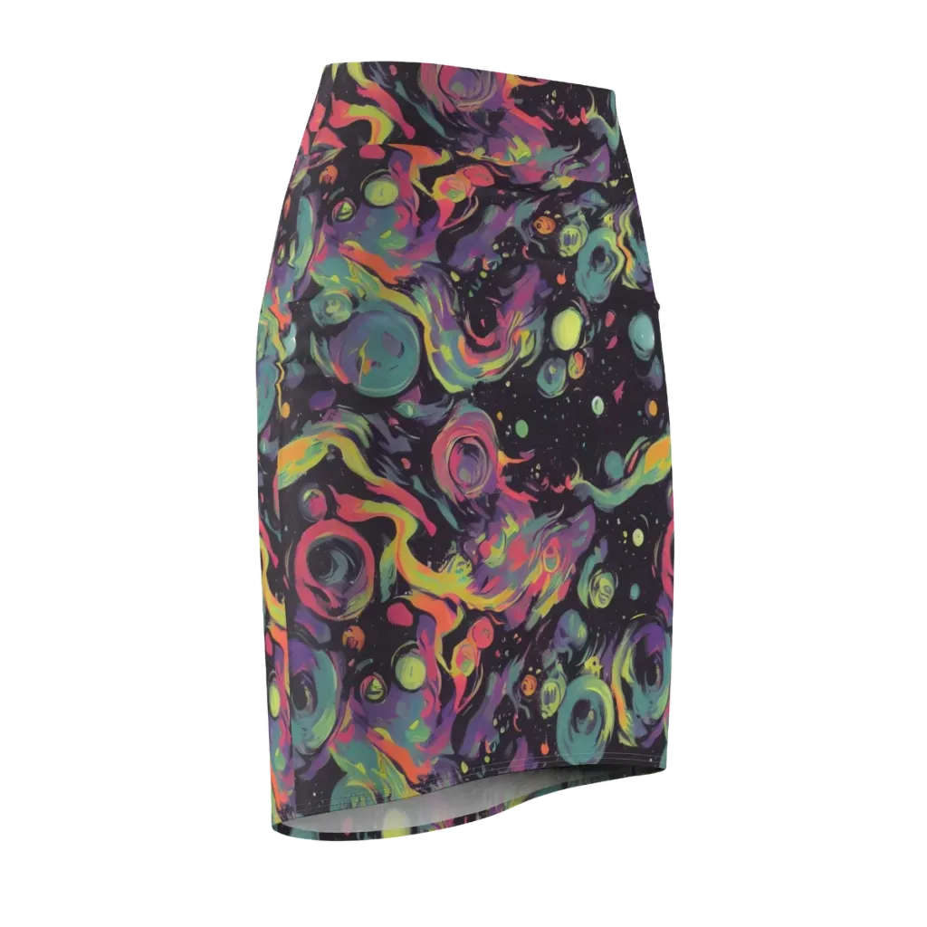 Psychedelic Drift on Pencil Skirt — Front Side