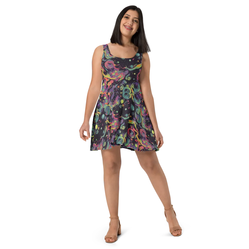 Psychedelic Drift on Skater Dress — Front