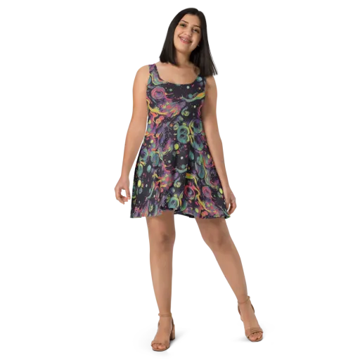 Psychedelic Drift on a Skater Dress