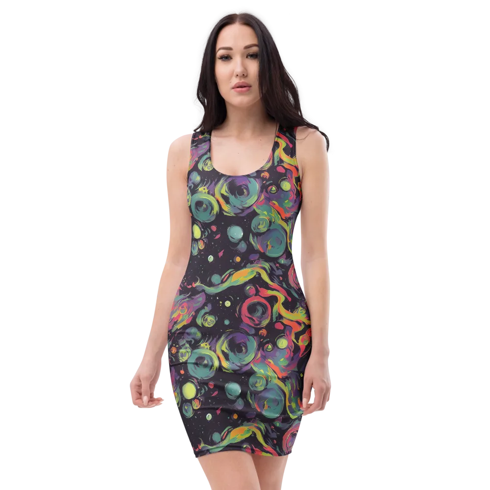 Psychedelic Drift on Bodycon Dress — Front