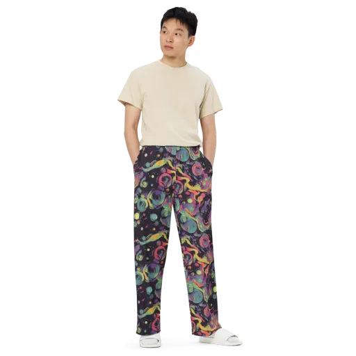 Psychedelic Drift on a Wide-Leg Pants