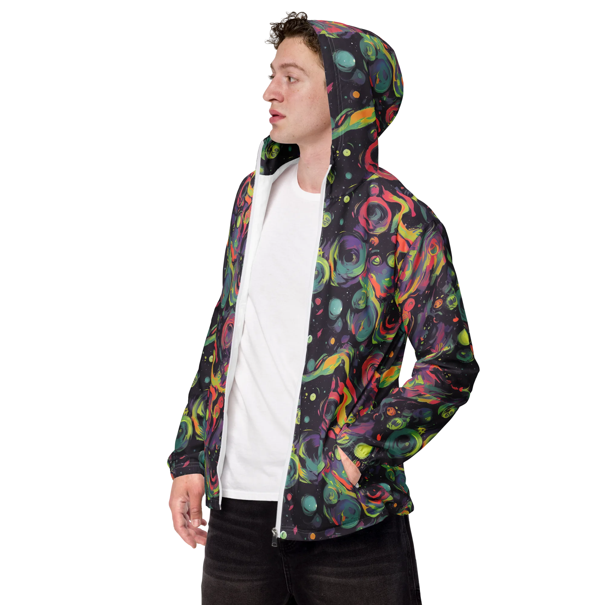 Psychedelic Drift on Men's Windbreaker — Left Front