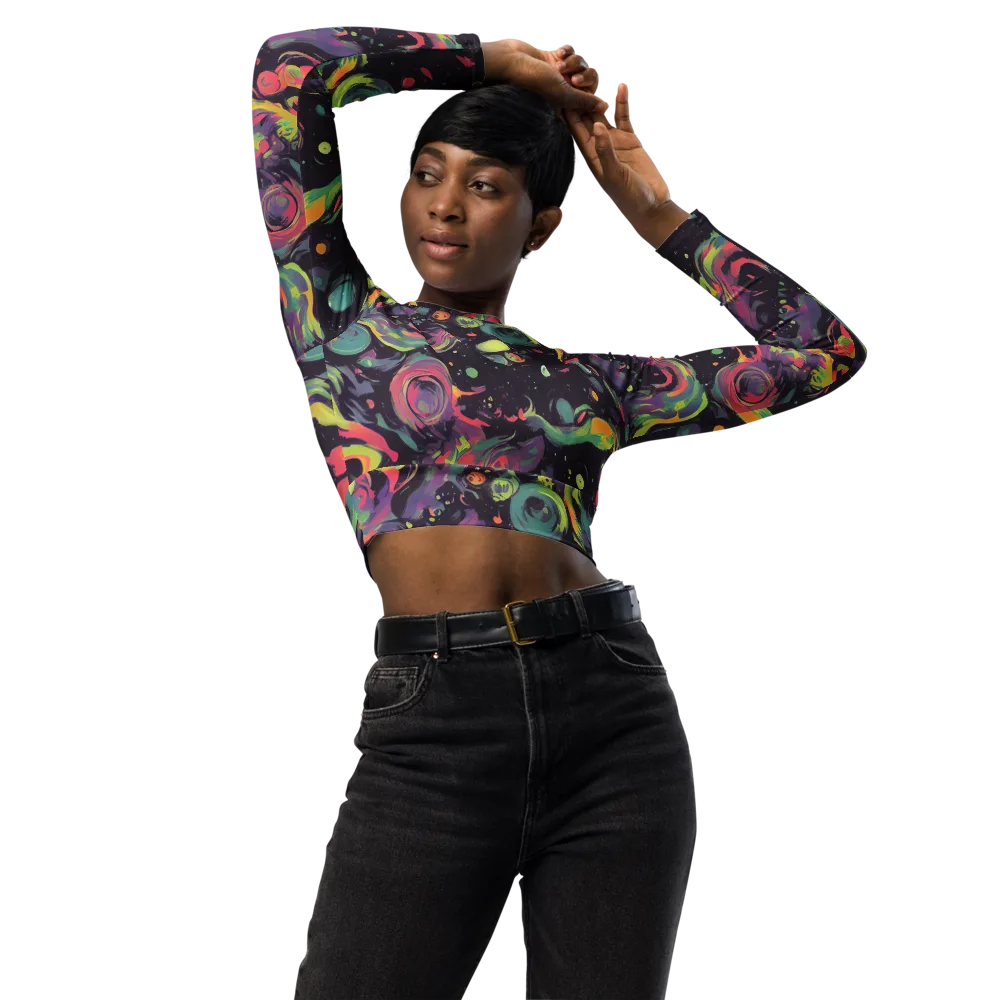 Psychedelic Drift on Long Sleeve Crop Top — Front