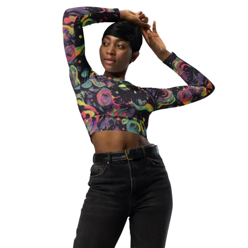 Psychedelic Drift on a Long Sleeve Crop Top