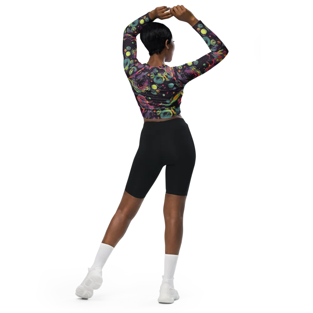 Psychedelic Drift on Long Sleeve Crop Top — Back
