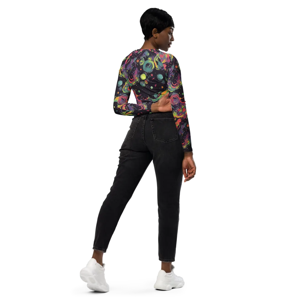 Psychedelic Drift on Long Sleeve Crop Top — Right Back