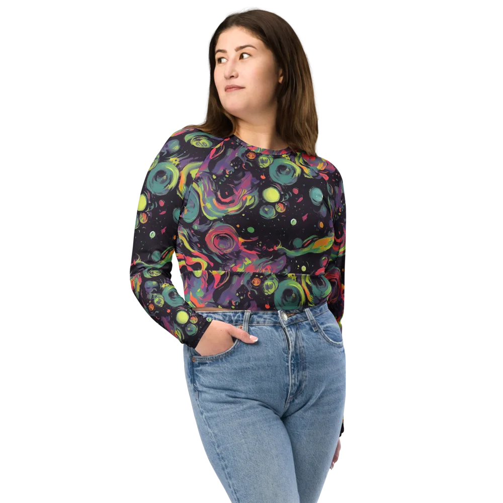 Psychedelic Drift on Long Sleeve Crop Top — Front