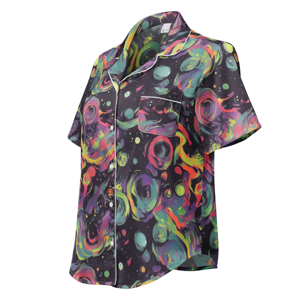 Psychedelic Drift on Women's Short Sleeve Pajama Top — Left Front