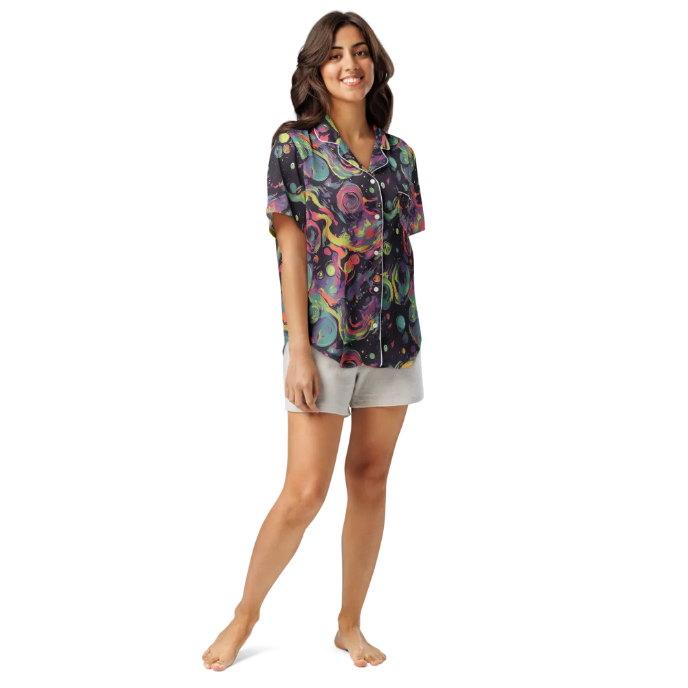 Psychedelic Drift on Women's Short Sleeve Pajama Top — Front