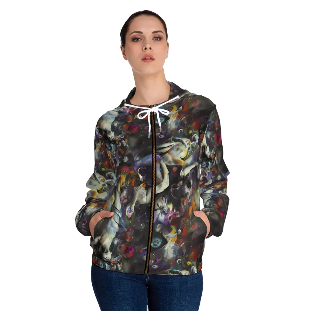 Dreamweaver's Canvas on Women's Full-Zip Hoodie — Front On Person
