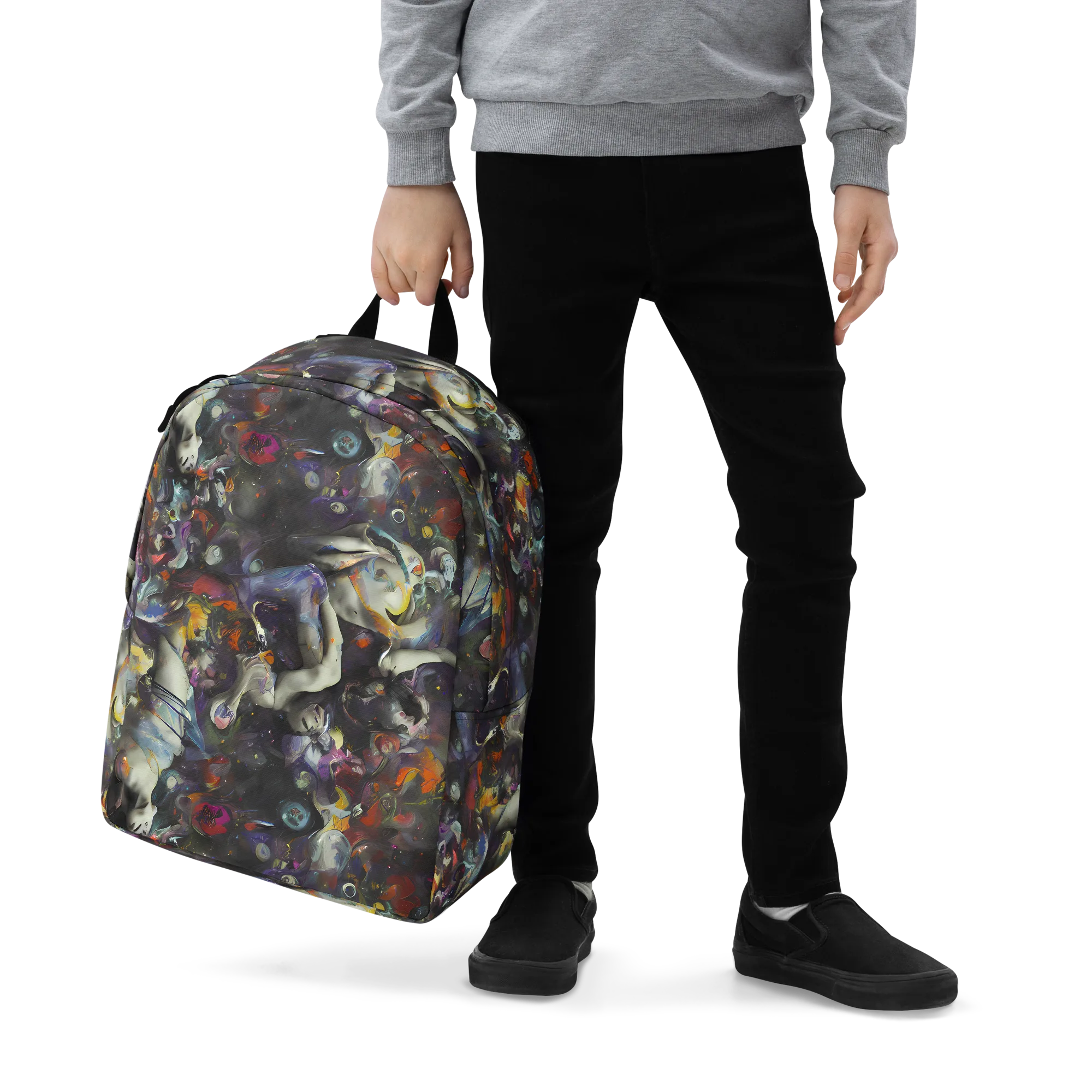 Dreamweaver's Canvas on Minimalist Backpack — Zoomed-in