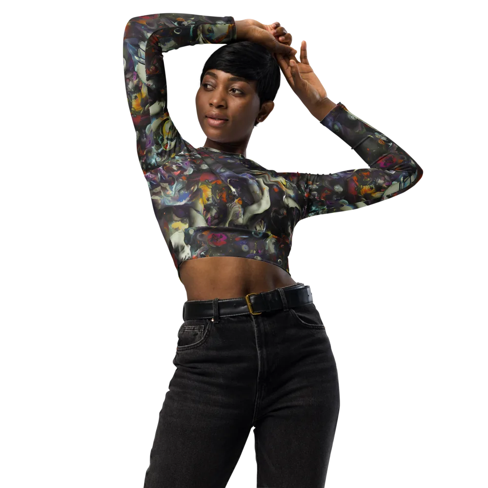 Dreamweaver's Canvas on Long Sleeve Crop Top — Front