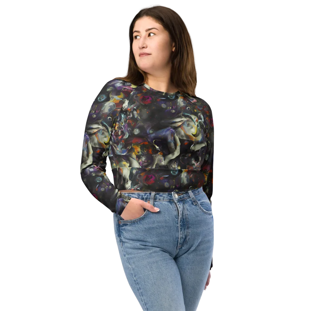 Dreamweaver's Canvas on Long Sleeve Crop Top — Front